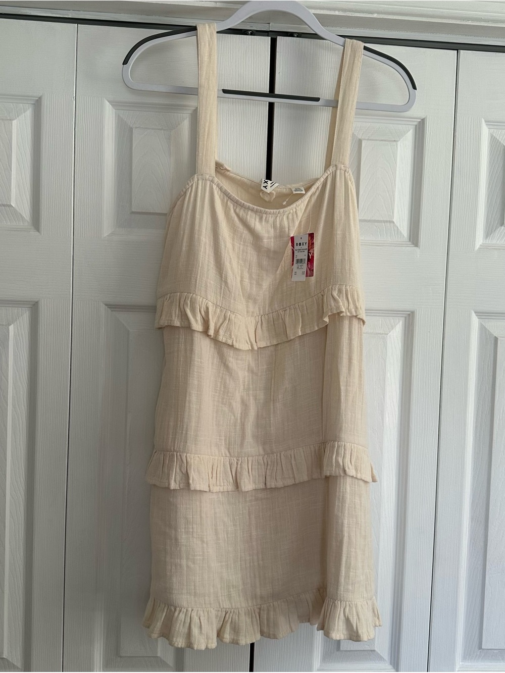 Roxy Cream Ruffle Tiered Sleeveless Chemise